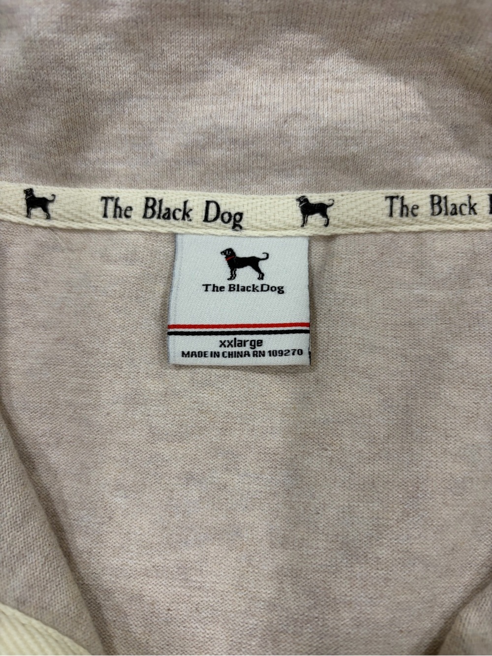 The Black Dog beige crewneck sweatshirt with black logo trim